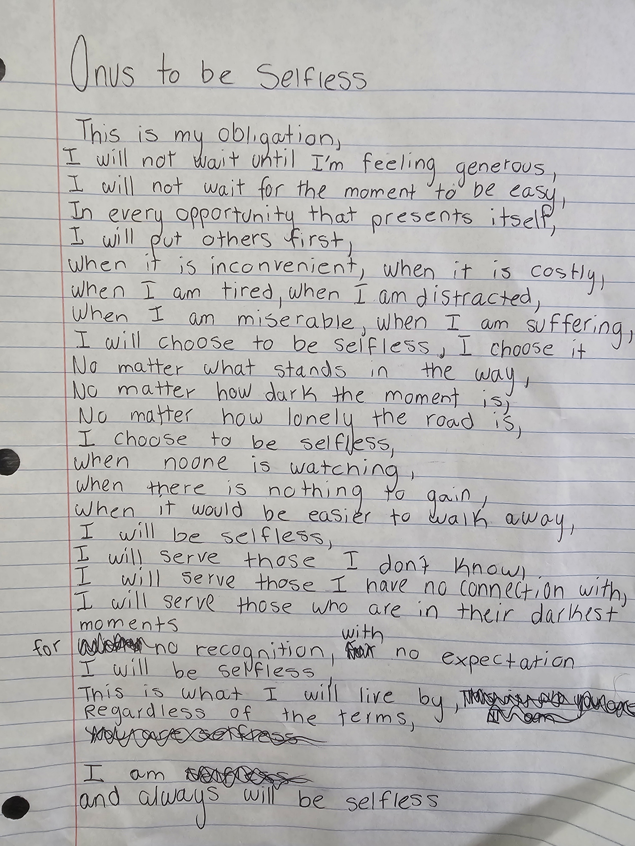 The Onus, handwritten original